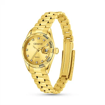 Золотий кварцовий годинник з фіанітами (арт. 260254жж)