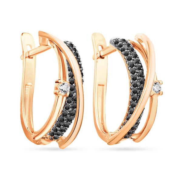 Сережки Синергия из красного золота с фианитами (арт. 110178ч) – изображение 1