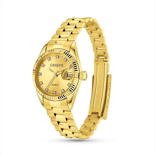 Золотий кварцовий годинник з фіанітами (арт. 260254жж) – зображення 1