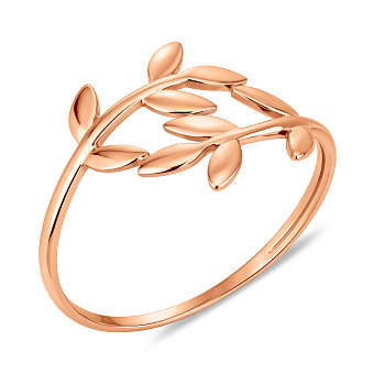 Фото Каблучка з червоного золота Гілка без каміння (арт. 140918)