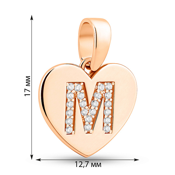 Золотой кулон Буква М с фианитами (арт. 440986) – изображение 3