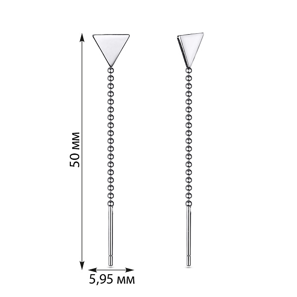 Серебряные серьги протяжки "Треугольники" (арт. 7502/3385) – изображение 2