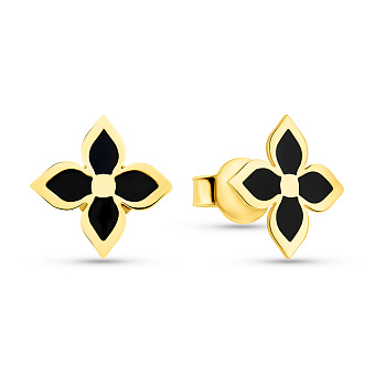 Серьги-пусеты из желтого золота с эмалью (арт. 1091291жеч)