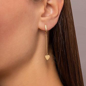 Сережки з жовтого золотаз підвісками Серденька (арт. 110505ж)