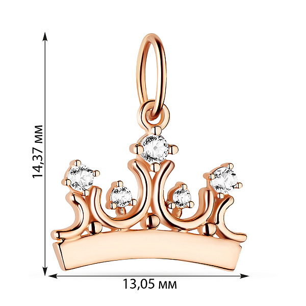 Подвеска из красного золота Корона с фианитами (арт. 424265) – изображение 2