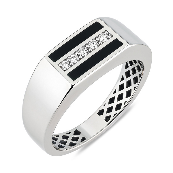 Золота печатка з діамантами (арт. К170090010беч) – зображення 1