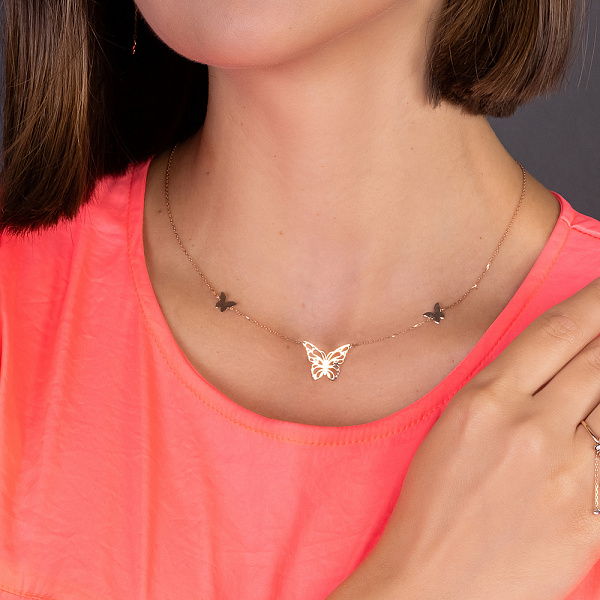 Колье Бабочки из красного золота (арт. 360148) – изображение 2