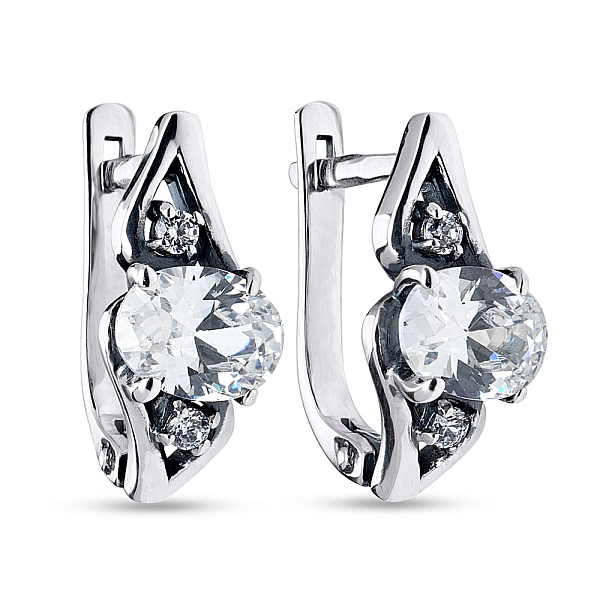 Серебряные сережки с фианитами (арт. 7902/1112402) – изображение 1