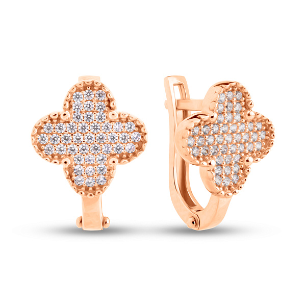 Серьги из красного золота с фианитами (арт. 1091447/10) – изображение 1