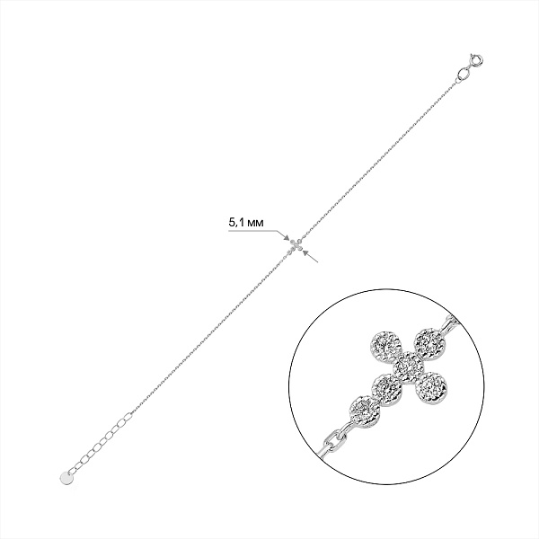 Браслет Хрестик з білого золота з діамантами (арт. Б011505б) – зображення 4