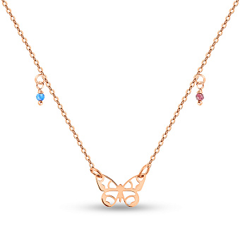 Фото Золотое колье Бабочки с фианитами (арт. 352819сф)