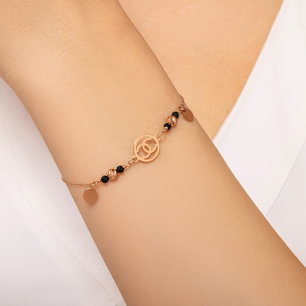 Браслет з червоного золота з оніксом і підвіскою (арт. 325401о) – зображення 3