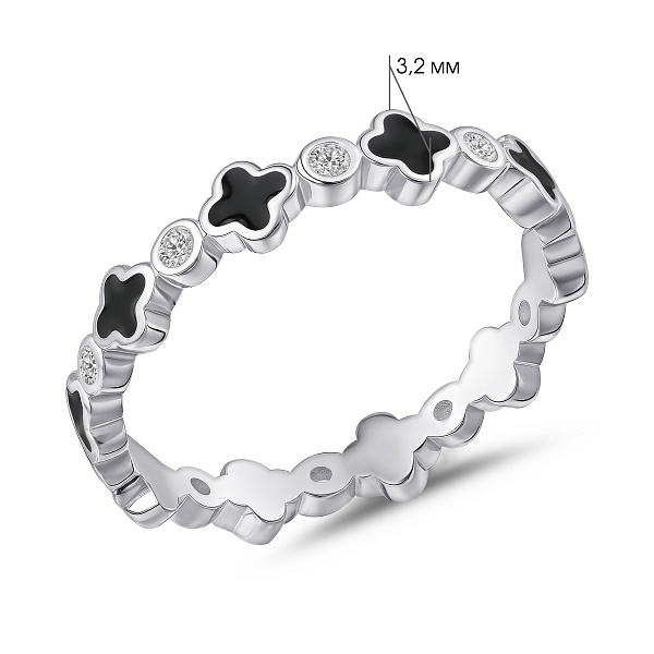 Серебряное кольцо Клевер с эмалью и фианитами (арт. 7501/5541еч) – изображение 2