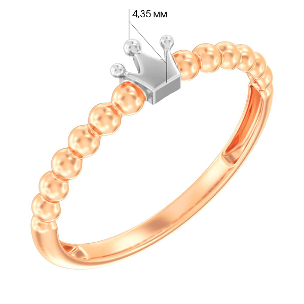 Кольцо из красного золота Корона без камней  (арт. 141189) – изображение 2