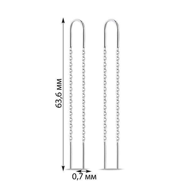 Длинные серебряные серьги без камней (арт. 7502/9744) – изображение 2