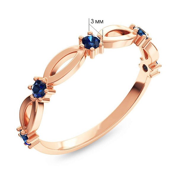 Каблучка з червоного золота з сапфірами (арт. 141289/1Пс) – зображення 2