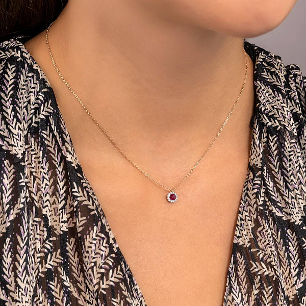 Кольє з червоного золота з рубіном та діамантами (арт. Ц011635р) – зображення 3