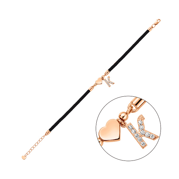 Браслет на нитці з золотими вставками (арт. 340135ч) – зображення 1