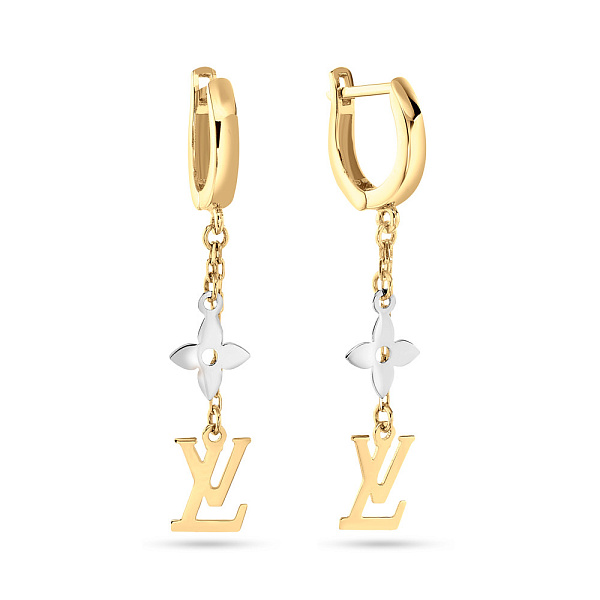 Сережки-підвіски з жовтого і білого золота (арт. 108148жб) – зображення 1