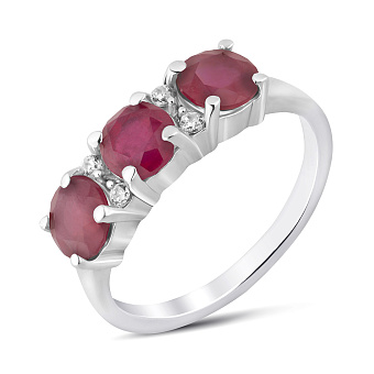 Серебряное кольцо с рубинами и фианитами (арт. 7501/2193500Р)