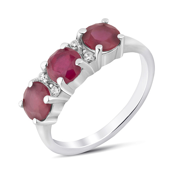 Серебряное кольцо с рубинами и фианитами (арт. 7501/2193500Р) – изображение 1