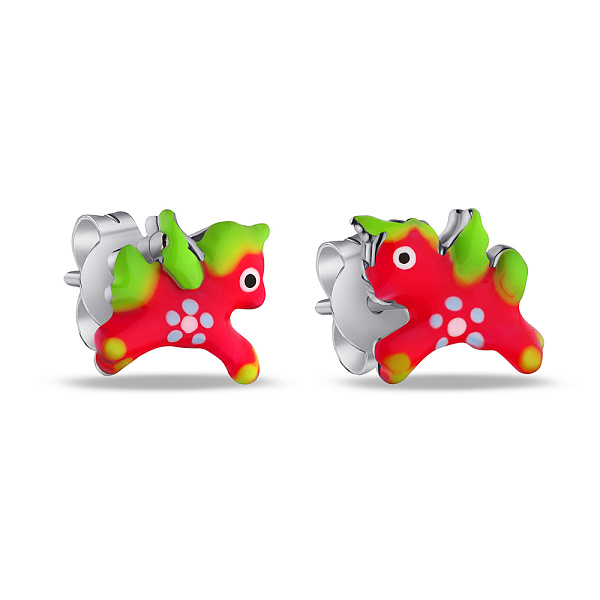 Детские серьги-пусеты из серебра с эмалью (арт. 7518/6204емлн) – изображение 1