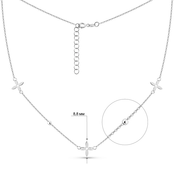 Кольє Квіти з білого золота (арт. 352797б) – зображення 3