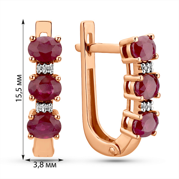 Серьги из золота с бриллиантами и рубином (арт. С011106р) – изображение 4