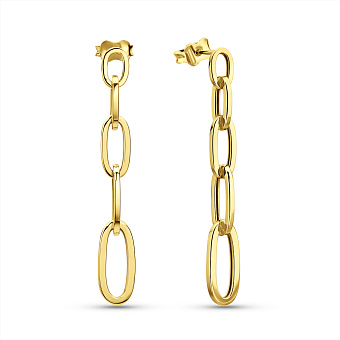Фото Золотые серьги-пусеты Звенья (арт. 1091944ж)