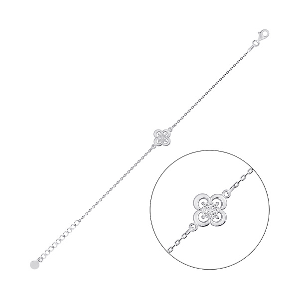 Серебряный браслет Клевер с фианитами (арт. 7509/5118) – изображение 1