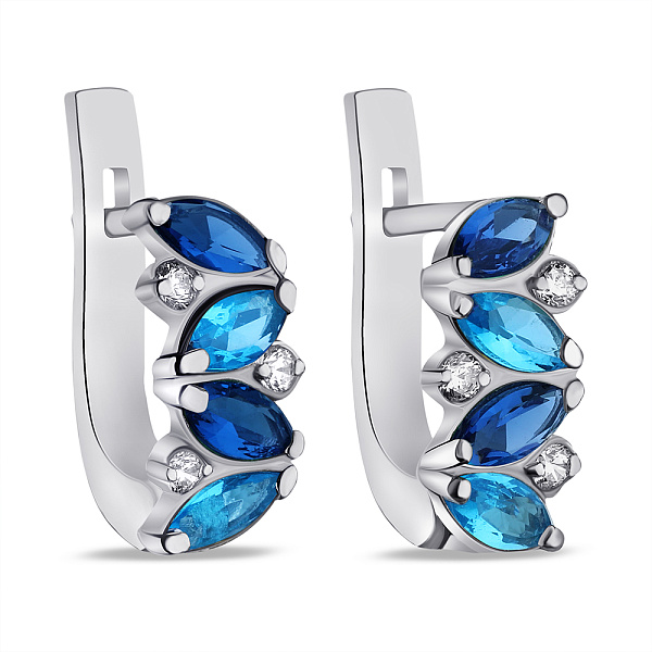 Срібні сережки з альпінітами та фіанітами (арт. 7502/0939асгсю) – зображення 1