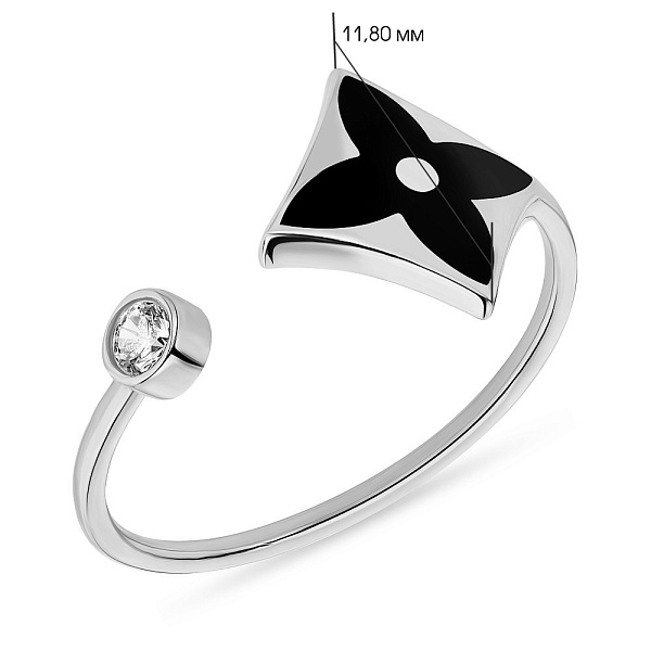 Золота каблучка з емаллю (арт. 154216беч) – зображення 2