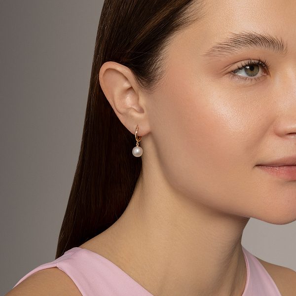 Сережки з червоного золота з перлами (арт. 1101254) – зображення 3