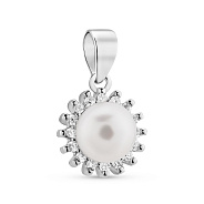 Серебряный подвес с жемчугом и фианитами (арт. 7503/4420жб)