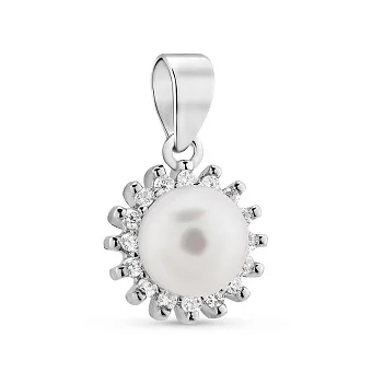 Срібний підвіс з перлиною і фіанітами (арт. 7503/4420жб)
