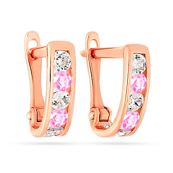 Детские золотые серьги с розовыми фианитами (арт. 110144р)