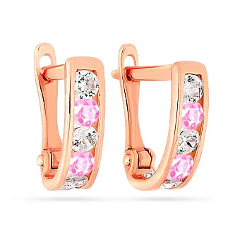 Дитячі золоті сережки з рожевими фіанітами (арт. 110144р)