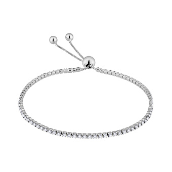 Фото Тонкий серебряный браслет с дорожкой из фианитов (арт. 7509/3124)