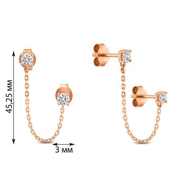 Золоті сережки на два проколи (арт. 1101134) – зображення 4