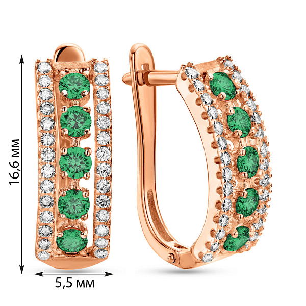 Золотые серьги с бриллиантами и изумрудами (арт. 2191884201и) – изображение 2