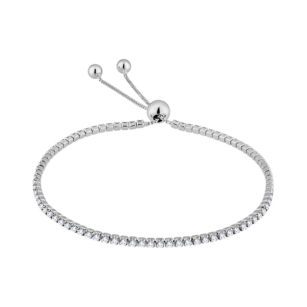 Тонкий серебряный браслет с дорожкой из фианитов (арт. 7509/3124) – изображение 1