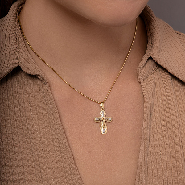 Хрестик з жовтого та білого золота (арт. 503822жб) – зображення 3