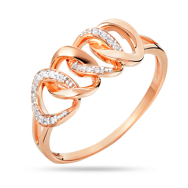 Золотое кольцо "Звенья" с фианитами (арт. 140537) – изображение 1