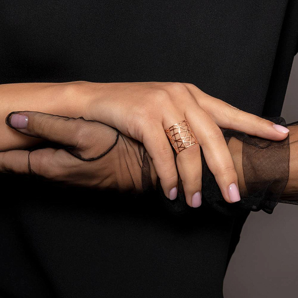 Широкое кольцо из красного золота (арт. 140034) – изображение 4