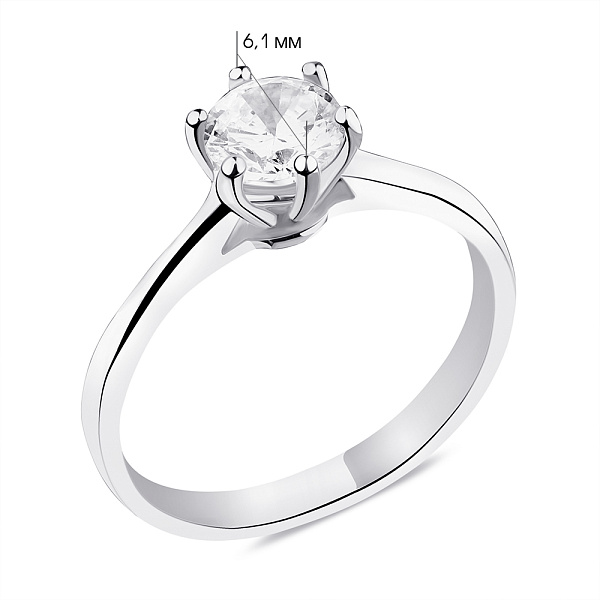 Серебряное кольцо с фианитом (арт. 7501/6190) – изображение 2