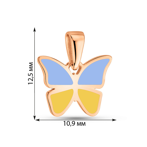 Золотий кулон Метелик з емаллю (арт. 3109559101) – зображення 8