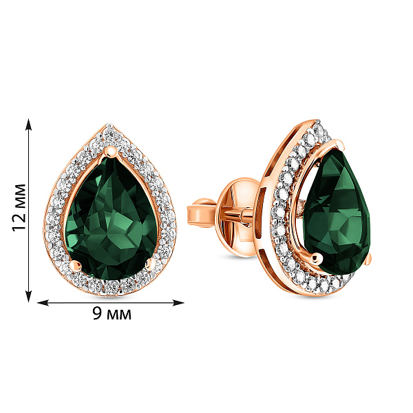 Сережки з червоного золота з кварцом і фіанітами (арт. 111249Птз) – зображення 2