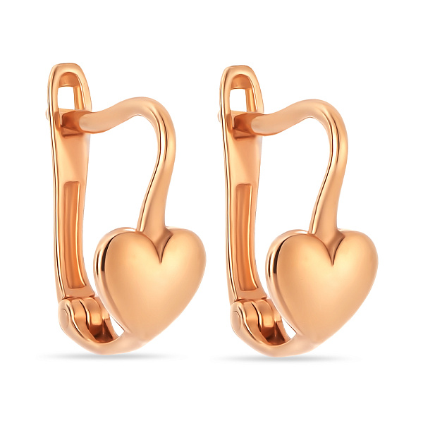 Сережки для дітей «Сердечка» з червоного золота (арт. 105521) – зображення 1