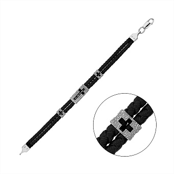 Серебряный браслет с шелковой нитью (арт. 7309/1178брю)