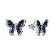 Фото Золотые серьги Бабочки с сапфирами и бриллиантами (арт. Т011632бс)